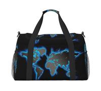 Sac de week-end imprimé carte du monde pour femme, sacs de voyage, articles personnels, sac de voyage, sac de voyage, accessoires de voyage, Noir , Taille unique