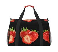 Sac de week-end imprimé fraises fraîches, sac de gym avec bagage à main, sac fourre-tout et sac à bandoulière pour voyage et fitness