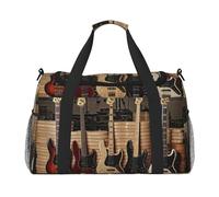 Sac de week-end imprimé guitare, basse, instruments de musique pour femme, sacs de voyage, articles personnels, sac de voyage, sac de voyage, accessoires de voyage, Noir , Taille unique