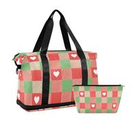 Sac de week-end Merry Christmas rouge vert avec poche humide sangle réglable grand sac de sport multifonction pour homme et femme