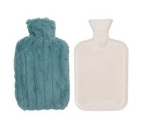 Sac d'eau chaude Bouillotte d'injection haute densité 2000ML avec couverture souple pour soulager la douleur hivernale et la chaleur Matériau en caoutchouc naturel Capacité de 2L (Vert foncé)