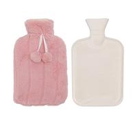 Sac d'eau chaude Bouillotte d'injection haute densité 2000ML avec couverture souple pour soulager la douleur hivernale et la chaleur Matériau en caoutchouc naturel Capacité de 2L (Rose)