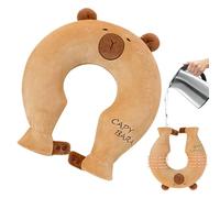 Sac d'eau chaude pour colonne cervicale - accessoire chauffant en forme de U avec design Capbara | Sac d'eau chaude | Pour les bureaux d'école en plein air voyage hôtel nuit vacances animal cou dos