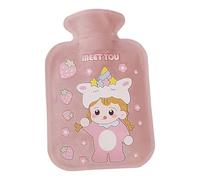 Sac d'eau chaude, sac d'eau chaude avec couvercle, sac en peluche pour 500 ml - chauffe-plat avec coussin chauffant doux pour les pieds, et la taille
