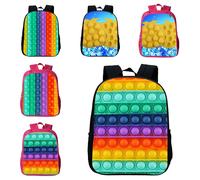 Sac d'école 3D imprimé à bulles pour enfants, sac à dos de stockage de livres pour ordinateur portable pour adolescents, sac à dos sensoriel Fidget arc-en-ciel pour enfants, cadeaux