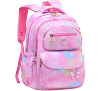 Sac d'école à dégradé de couleurs pour filles de 6 à 12 ans, grande capacité, multi-poches, pour écolières du primaire, Étiquette