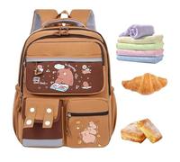Sac d'école de dessin animé - Sac à dos motif animal Capybara mignon pour , protection rigide pour grande capacité pour le papier de départ pour le camp d'été, excursion d'une journée, étanche
