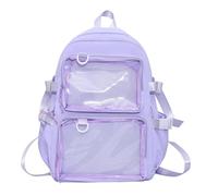 Sac d'école de grande capacité pour étudiant, mode japonaise, sac à dos en nylon avec poches transparentes, sac à livres décontracté Itabag, Violet, Beauté de masse