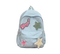 Sac d'école de style coréen pour les étudiants du collège et du lycée, léger et pratique, sac à dos, sac à dos de voyage, sac à dos, Bleu, Bohème