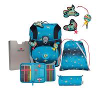 Sac d'école - DerDieDas - ErgoFlex Tiny - Turquoise Noir - 5 pièces - LED Rainbow Star