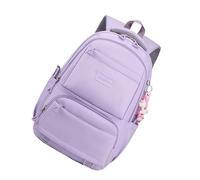Sac d'école élégant en nylon pour adolescents Sac à dos ergonomique de grande capacité avec plusieurs poches Sac à dos élégant pour adolescent, violet