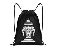 Sac D'École Éléphant À Trois Têtes du Laos Unisexe Sac De Cordon Résistant Sacs À Cordon De Serrage pour Basket-Ball Plage Natation 39X46Cm