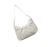 Sac d'école en toile pour femme - Grande capacité - Messagers plissés pour tous les jours - Style coréen - Sac à bandoulière pour femme, blanc