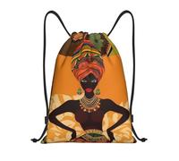 Sac D'École Femme Africaine Unisexe Sac À Dos À Cordon De Serrage Pliable Sacs À Cordon De Serrage pour Yoga Piscine Sports 39X46Cm