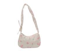 Sac d'école grande capacité pour étudiants, sac à bandoulière plissé, aisselles, shopping, sac à main floral, grande capacité pour femme, épaule plissée, shopping floral, blanc, One Size