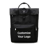 Sac D'école Imperméable en Nylon Oxford Roll-Top Personnalisé pour Femmes Hommes Sac À Dos Élégant À Fermeture Éclair pour La Randonnée Sports en Plein Air Color1,14 inches