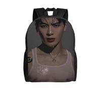 Sac d'école Jackson Wang, sac à dos de dessin animé, sac tendance pour garçons, sac d'école pour étudiants, sac à dos de voyage-XTYD7840 Noir