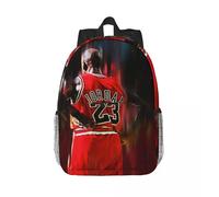 Sac d'ecole léger et décontracté imprime Michael Jordan pour l'ecole, les activités en plein air, le shopping et le bureau (15 pouces) Noir
