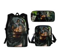 Sac d'ecole personnalise avec motif Rottweiler, sac à dos de haute qualité pour garcons et filles, outils d'apprentissage Noir
