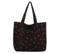 Sac d'école pour étudiants, sac à bandoulière pour femme, grande capacité, aisselle, sac à main tendance, assorti, sous les bras, shopping, femme, fraise, école, grande capacité, en toile, aisselle