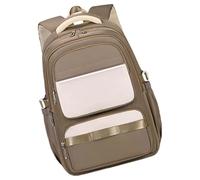 Sac d'école pratique en nylon pour adolescents Sac à dos ergonomique de grande capacité avec plusieurs poches, Couleur café, Bohème