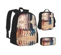 Sac d'école, sac à déjeuner, trousse à crayons avec imprimé Boards On The Beach pour l'école, le camping, les voyages, Noir , Taille unique