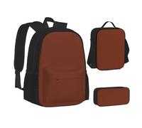 Sac d'école, sac à déjeuner, trousse à crayons avec imprimé marron café pour l'école, le camping, les voyages, Noir , Taille unique