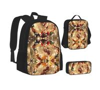 Sac d'école, sac à déjeuner, trousse à crayons avec imprimé Merry Christmas pour l'école, le camping, les voyages, Noir , Taille unique