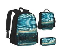 Sac d'école, sac à déjeuner, trousse à crayons avec imprimé « The Dusk View of City » pour l'école, le camping, les voyages, Noir , Taille unique