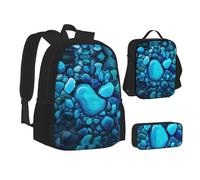 Sac d'école, sac à déjeuner, trousse à crayons pour l'école, le camping, les voyages, Noir , Taille unique