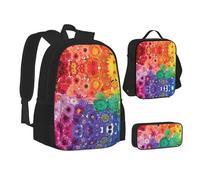 Sac d'école, sac à déjeuner, trousse à crayons pour l'école, le camping, les voyages, Noir , Taille unique