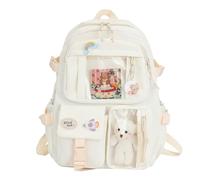 Sac d'école - Sacs à dos multi-poches pour adolescentes | Sacs à dos d'école légers avec ours, 40 x 30 x 11 cm, beige, Reportez-vous à la description, Unisexe