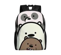 Sac d'école The Three Bare Bears, sac à dos de dessin animé, sac à dos tendance pour garçons, sac d'école, sac à dos de voyage-XTYD8708 Noir