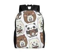 Sac d'école The Three Bare Bears, sac à dos de dessin animé, sac tendance pour garçons, sac d'école, sac à dos de voyage-XTYD8709 Noir