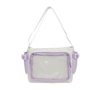 Sac d'école transparent sac à bandoulière sac à bandoulière sac de campus pour étudiants et adultes qui aiment la culture de l'anime, sac en PVC, blanc/violet, One Size