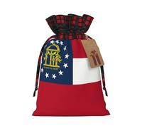 Sac d'emballage cadeau de Noël avec cordon de serrage imprimé drapeau de Géorgie pour cadeaux de Noël