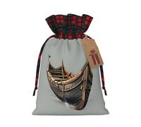 Sac d'emballage cadeau de Noël avec cordon de serrage Motif vieux bateaux vikings