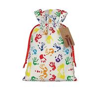 Sac d'emballage de Noël coloré en forme de main avec cordon de serrage, sac cadeau de mariage amusant