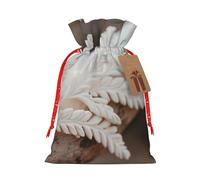 Sac d'emballage de Noël en lin avec cordon de serrage Motif branche d'olivier romaine et impression grecque
