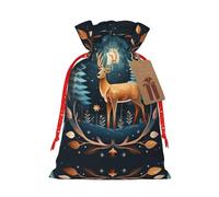 Sac d'emballage en lin avec cordon de serrage - Motif cerf - Cadeau de mariage amusant