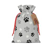 Sac d'emballage en lin avec cordon de serrage Motif empreintes de pattes d'animaux