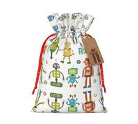 Sac d'emballage en lin avec cordon de serrage - Motif robots de dessin animé