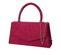 Sac d'embrayage en daim pour femme, sac d'embrayage en daim/sac de soirée en faux daim, style rétro, sac à main en daim idéal pour les fêtes, les mariages, les événements, (taille unique), bordeaux