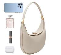 Sac demi-lune | Sac à main en forme de pour femme, sac à main en cuir synthétique, accessoires de mode pour femme, rendez-vous, travail, vacances, blanc, Refer to description