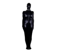 Sac d'enfermement avec Cagoule et Manches à l'intérieur - Unisexe - pour Pratique du Bondage extrême - Effet Brillant mouillé - Fermeture à l'avant Wetlook Noir M
