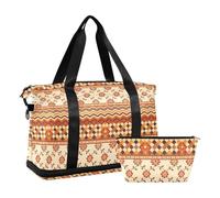 Sac d'entraînement pliable rétro Bobo Floral rayé Plaid Carry On Shoulder Weekend Tote avec trousse de toilette pour voyage