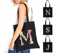 Sac D'épaule De Sacs À Provisions Pour Femmes, Sac Fourre-tout De Grande Capacité, Sac À Main En Toile Imprimé Fleur Rose, Sacs De Rangement, Sac De Veste Décontracté Pour Femmes A,B,C,D,E,F,G,H,I,J,K