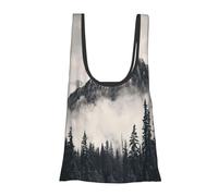 Sac d'épicerie pliable et réutilisable avec imprimé canadien Smokey Mountain Falaise Sac de courses léger pour les courses, les voyages, la plage, respectueux de l'environnement, compact et compact