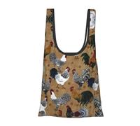 Sac d'épicerie pliable et réutilisable avec imprimé coq et poulet, sac de courses léger pour les courses, les voyages, la plage, respectueux de l'environnement, compact et compact