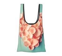Sac d'épicerie pliable et réutilisable en forme de cœur avec imprimé de pétales floraux pour les courses, les voyages, la plage, respectueux de l'environnement, compact et compact